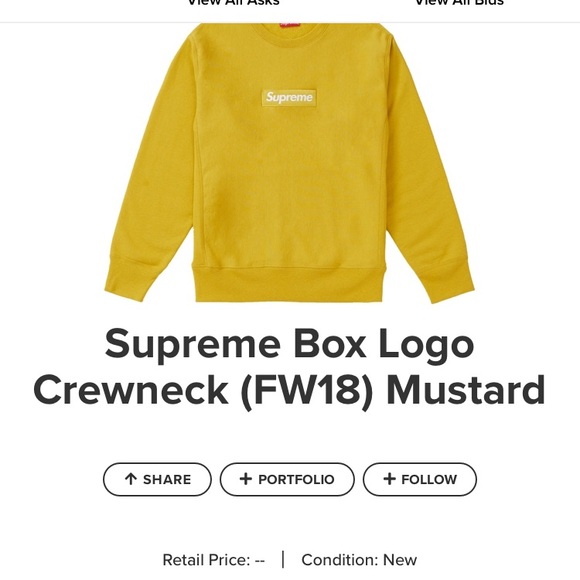 Supreme box logo crewneck (fw18) mustard - Picture 7 of 8